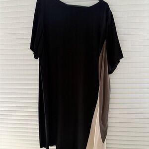 Eileen Fisher Black and Cream Asymmetrical Dress
